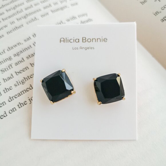 Alicia Bonnie Jewelry - NEW Alicia Bonnie Sugarcube Gold black Earrings Authentic